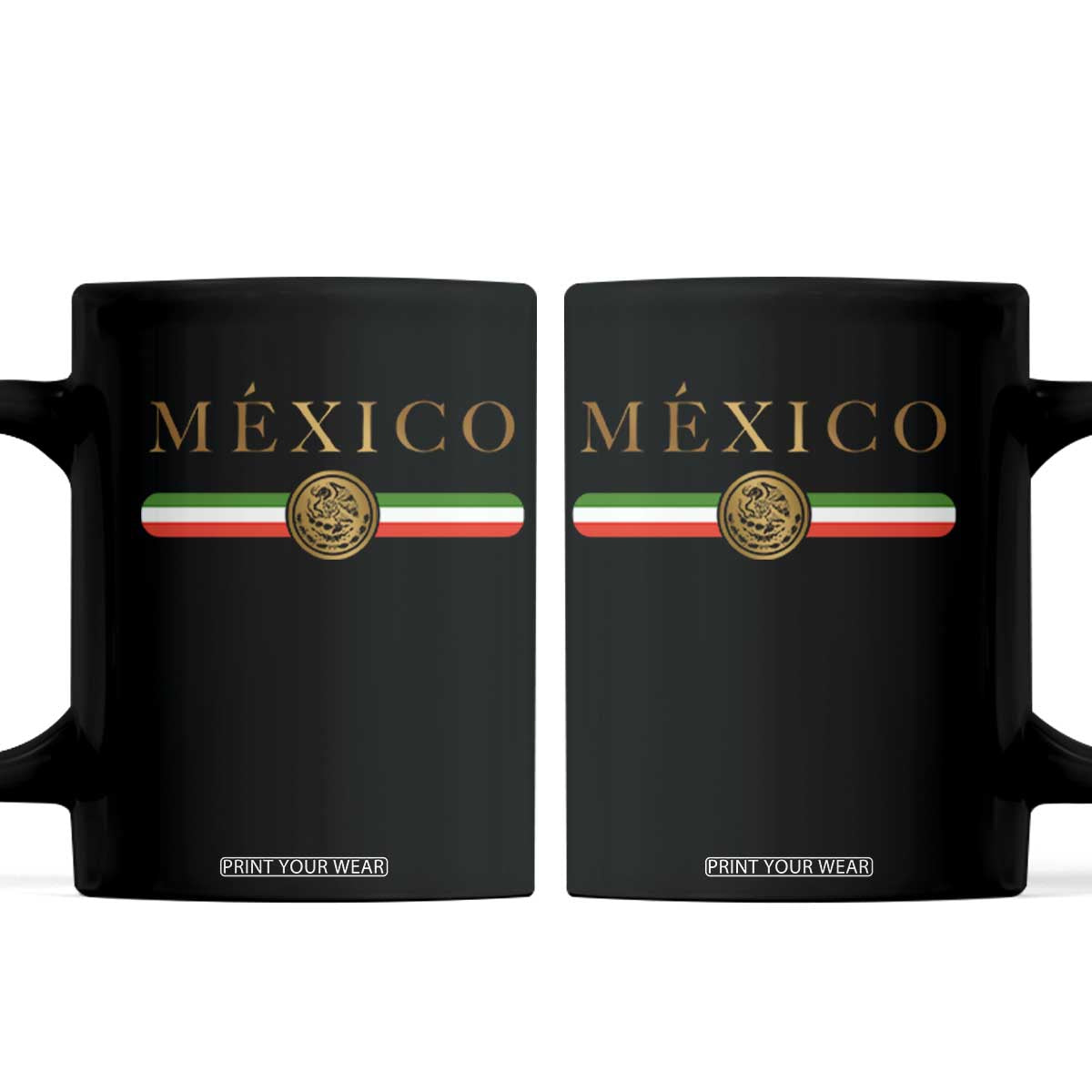 Mexican Heritage Pride Coffee Mug Mexico Vintage Flag Coat of Arms Graphic TS11 Black Print Your Wear