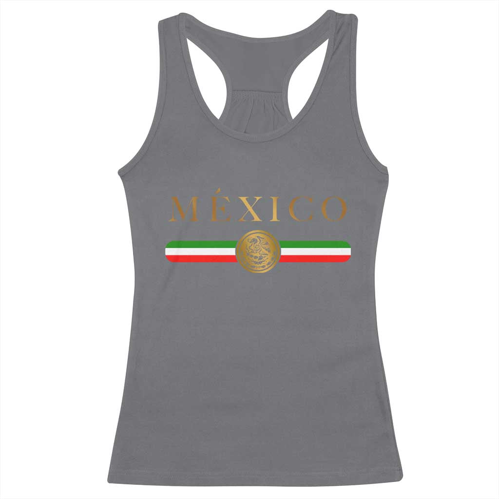 Mexican Heritage Pride Racerback Tank Top Mexico Vintage Flag Coat of Arms Graphic TS11 Charcoal Print Your Wear
