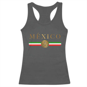 Mexican Heritage Pride Racerback Tank Top Mexico Vintage Flag Coat of Arms Graphic TS11 Dark Heather Print Your Wear