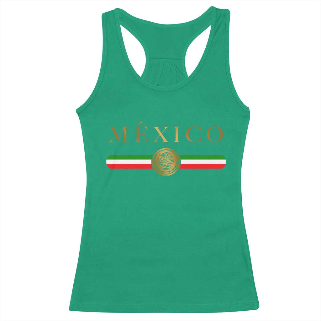 Mexican Heritage Pride Racerback Tank Top Mexico Vintage Flag Coat of Arms Graphic TS11 Irish Green Print Your Wear