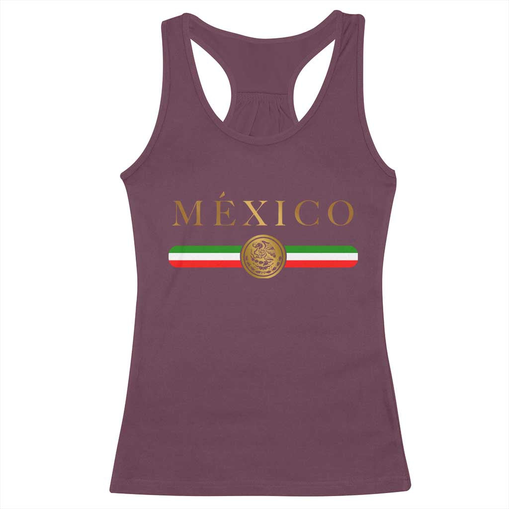 Mexican Heritage Pride Racerback Tank Top Mexico Vintage Flag Coat of Arms Graphic TS11 Maroon Print Your Wear