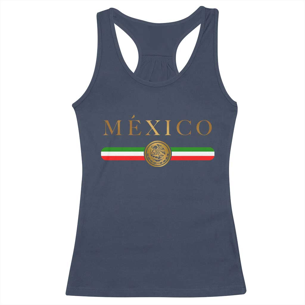 Mexican Heritage Pride Racerback Tank Top Mexico Vintage Flag Coat of Arms Graphic TS11 Navy Print Your Wear