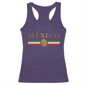Mexican Heritage Pride Racerback Tank Top Mexico Vintage Flag Coat of Arms Graphic TS11 Purple Print Your Wear