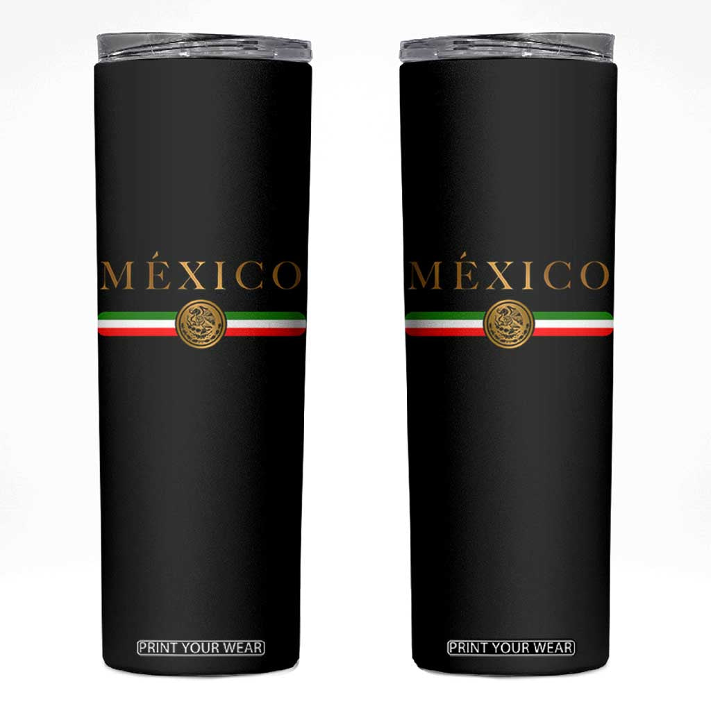 Mexican Heritage Pride Skinny Tumbler Mexico Vintage Flag Coat of Arms Graphic TS11 Black Print Your Wear