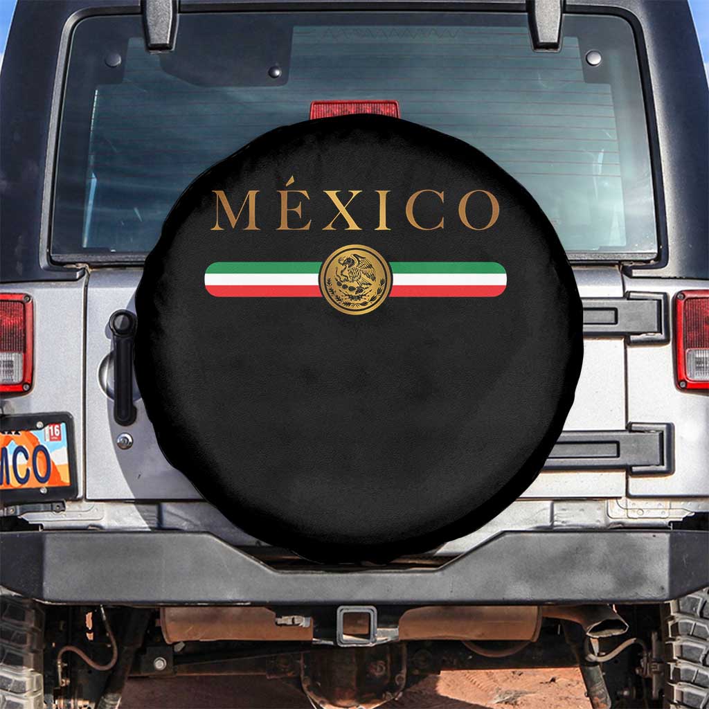 Mexican Heritage Pride Spare Tire Cover Mexico Vintage Flag Coat of Arms Graphic TS11 No hole Black Print Your Wear