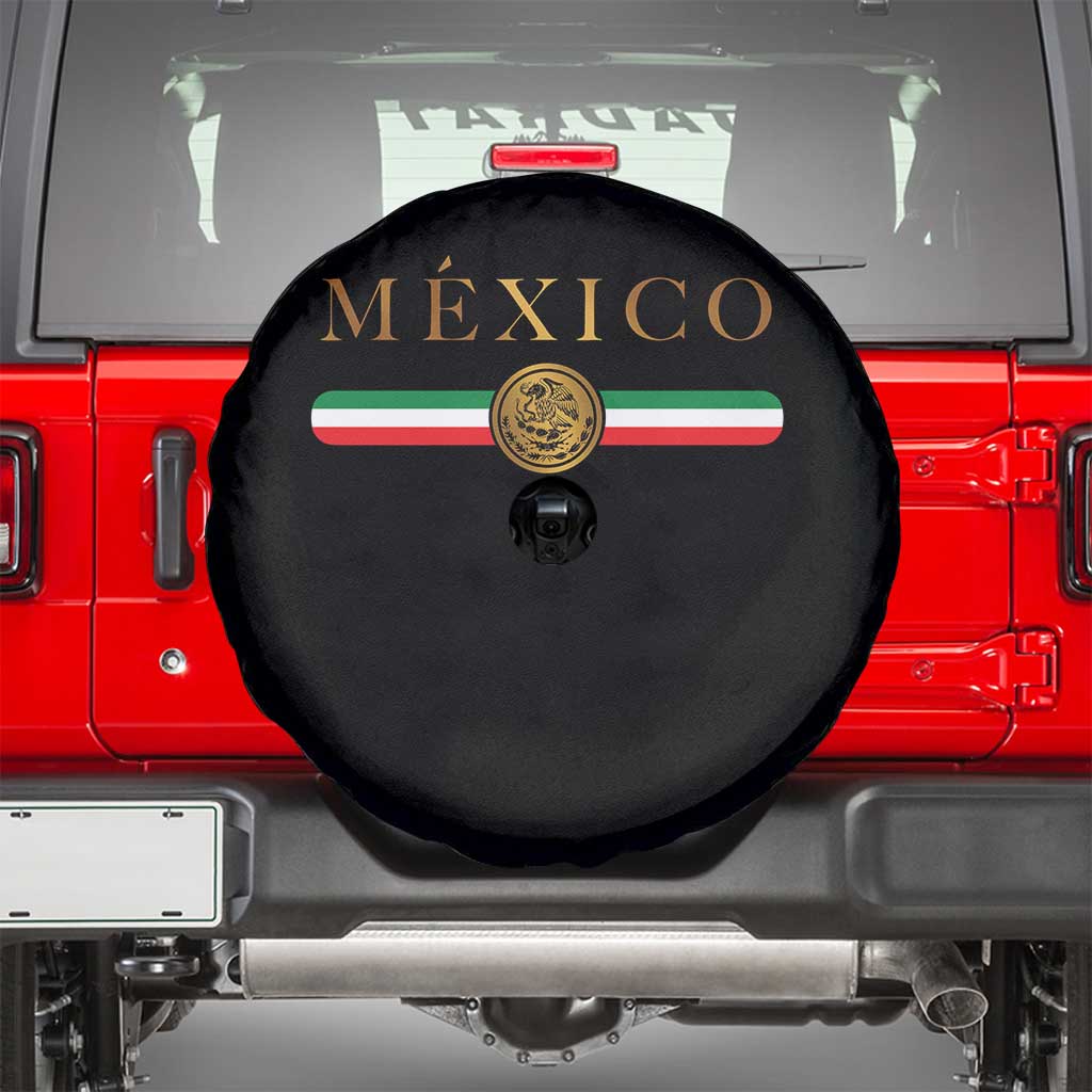 Mexican Heritage Pride Spare Tire Cover Mexico Vintage Flag Coat of Arms Graphic TS11 Black Print Your Wear