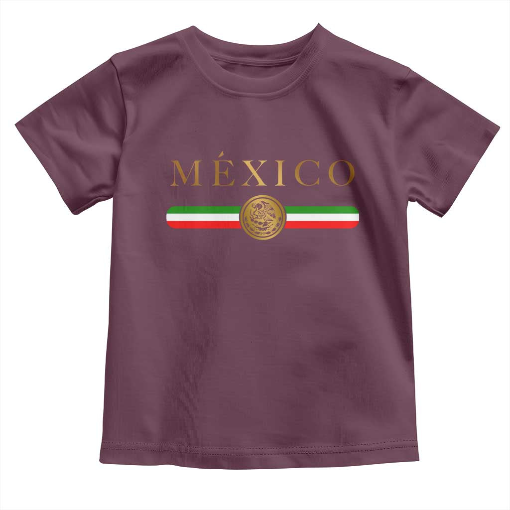 Mexican Heritage Pride Toddler T Shirt Mexico Vintage Flag Coat of Arms Graphic TS11 Maroon Print Your Wear