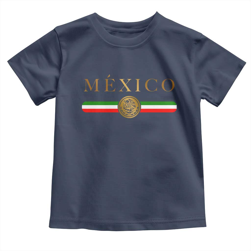 Mexican Heritage Pride Toddler T Shirt Mexico Vintage Flag Coat of Arms Graphic TS11 Navy Print Your Wear