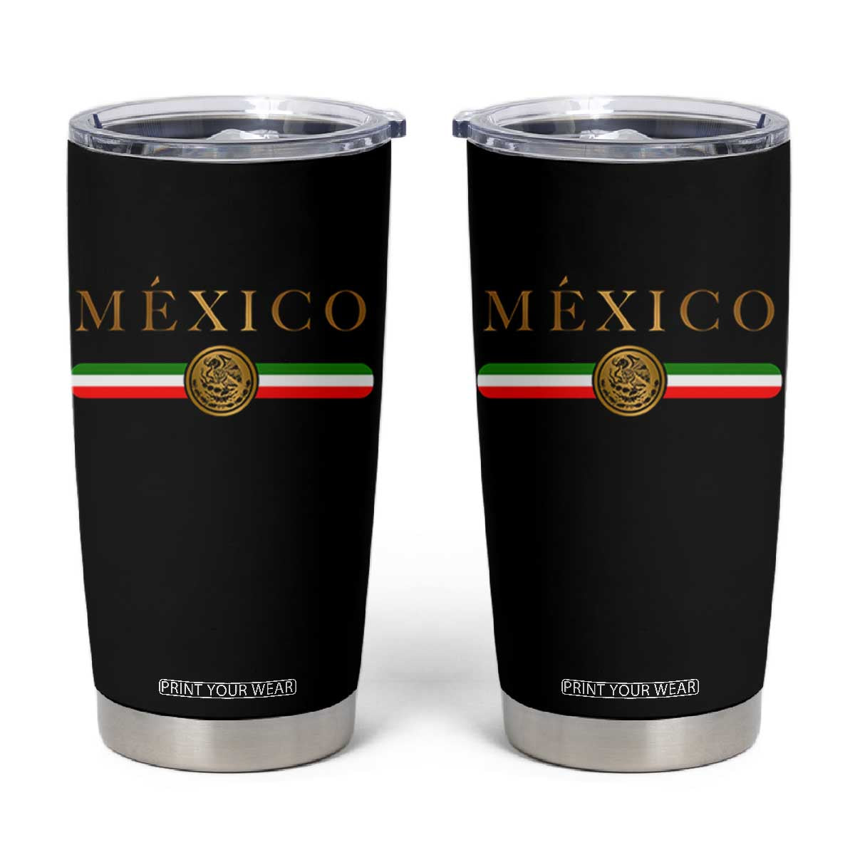 Mexican Heritage Pride Tumbler Cup Mexico Vintage Flag Coat of Arms Graphic TS11 Black Print Your Wear