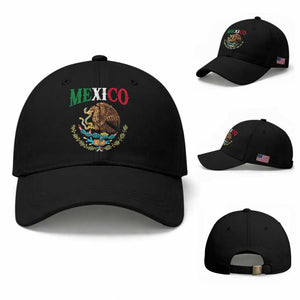 Mexican Coat Of Arms Mexico Vintage Flag Baseball Cap TS11 Baseball Cap Universal Fit Black Print Your Wear