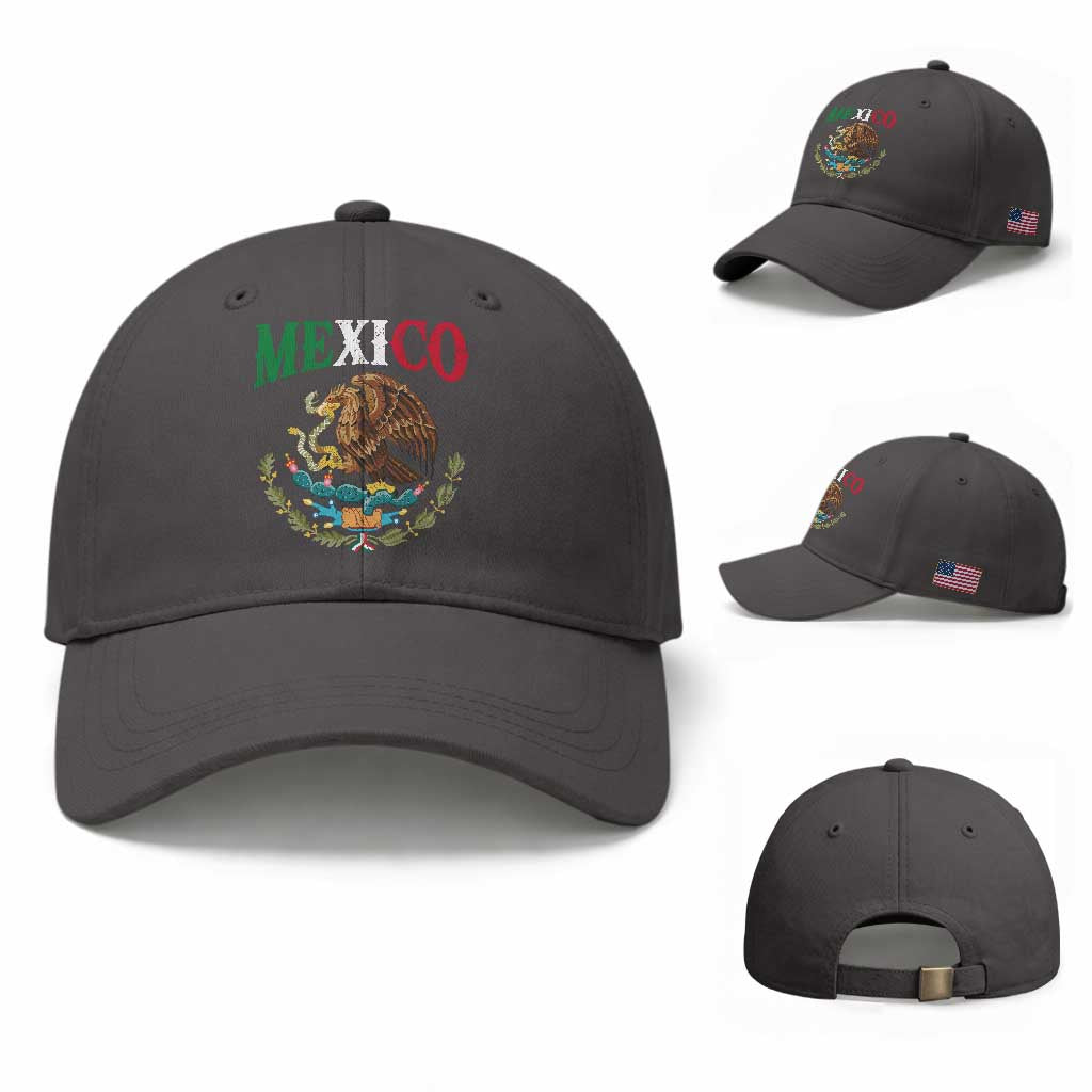 Mexican Coat Of Arms Mexico Vintage Flag Baseball Cap TS11 Baseball Cap Universal Fit Dark Gray Print Your Wear