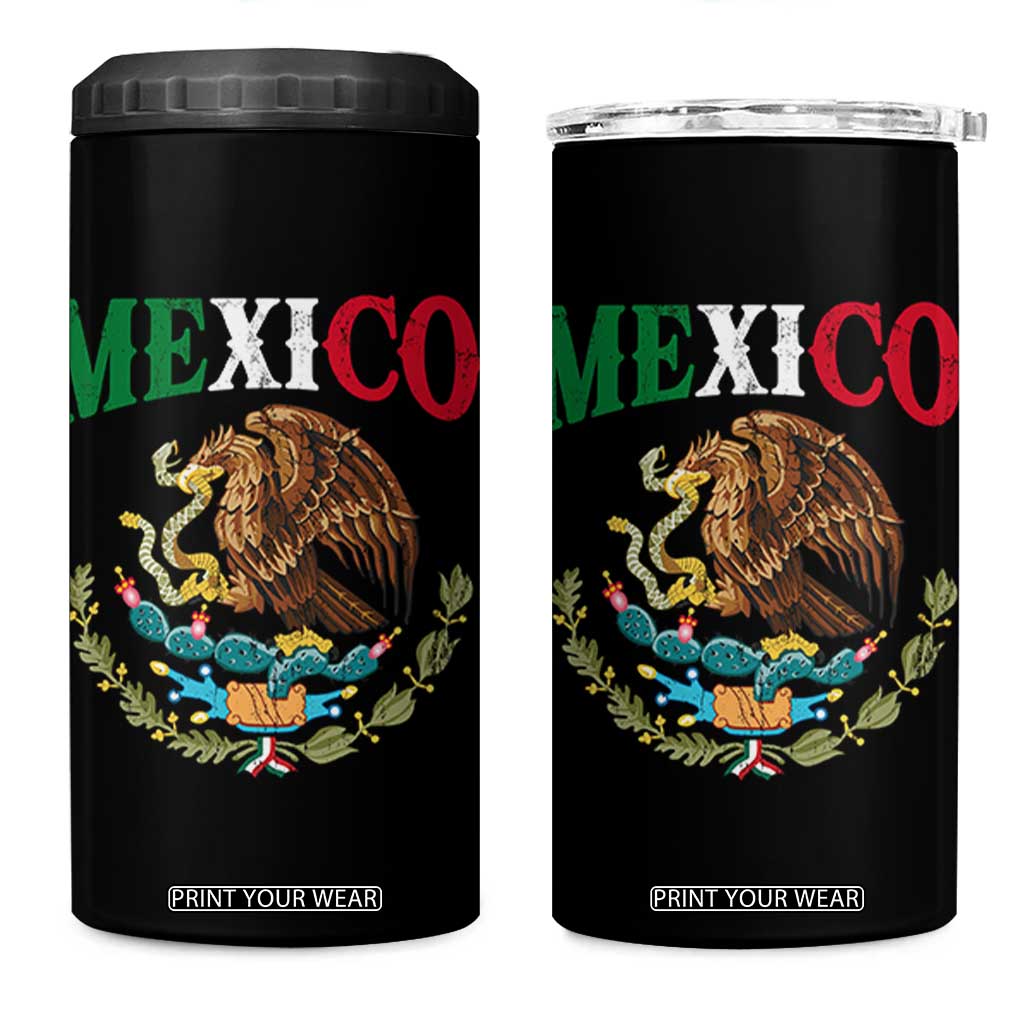 Mexican Coat Of Arms Mexico Vintage Flag 4 in 1 Can Cooler Tumbler TS11 One Size: 16 oz Black Print Your Wear