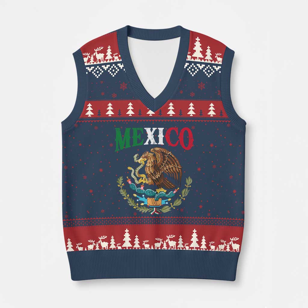 Mexican Coat Of Arms Mexico Vintage Flag V-Neck Knit Sweater Vest TS11 Navy Red Print Your Wear