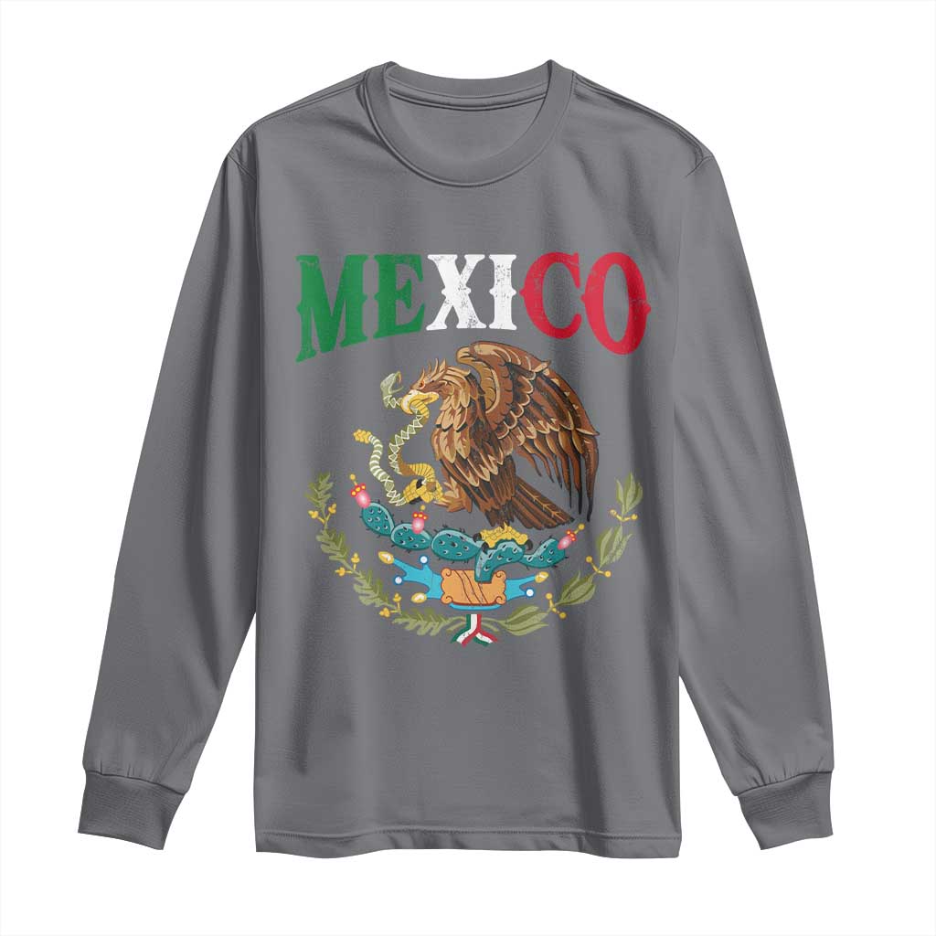 Mexican Coat Of Arms Mexico Vintage Flag Long Sleeve Shirt TS11 Charcoal Print Your Wear