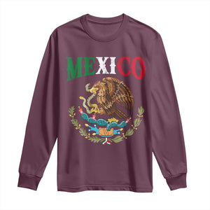 Mexican Coat Of Arms Mexico Vintage Flag Long Sleeve Shirt TS11 Maroon Print Your Wear