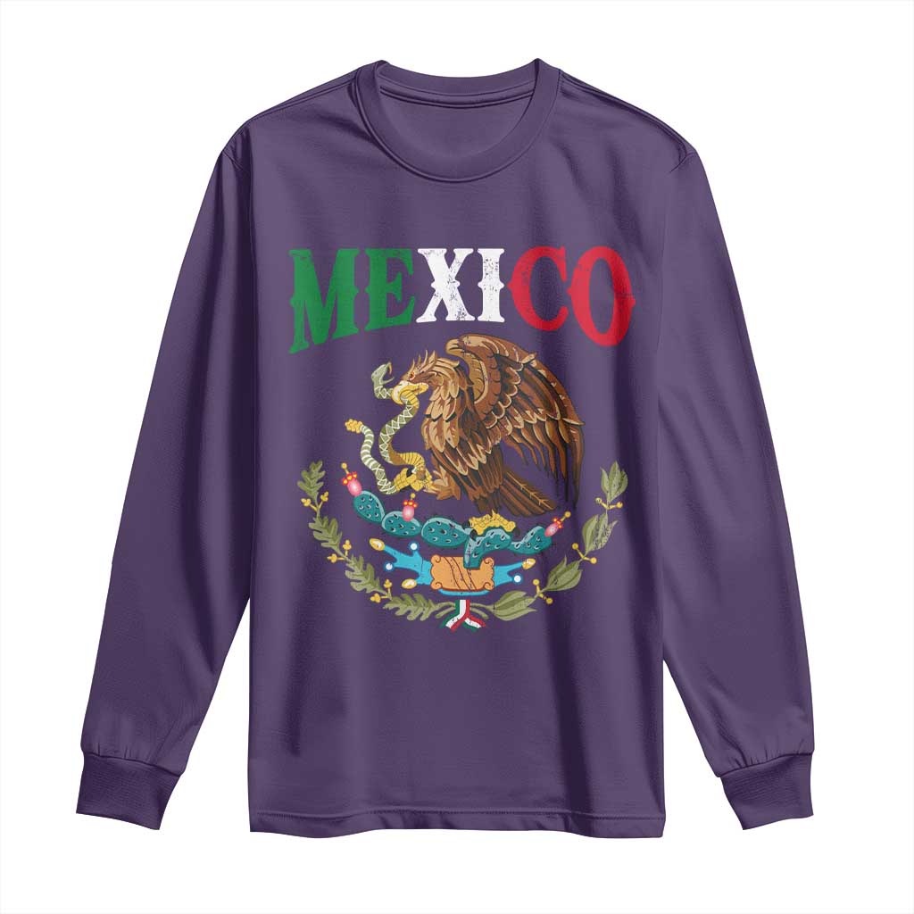 Mexican Coat Of Arms Mexico Vintage Flag Long Sleeve Shirt TS11 Purple Print Your Wear