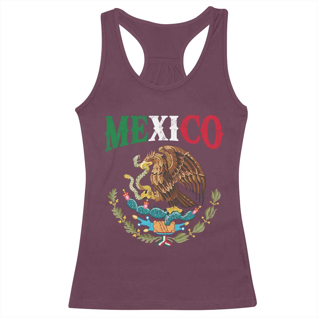 Mexican Coat Of Arms Mexico Vintage Flag Racerback Tank Top TS11 Maroon Print Your Wear