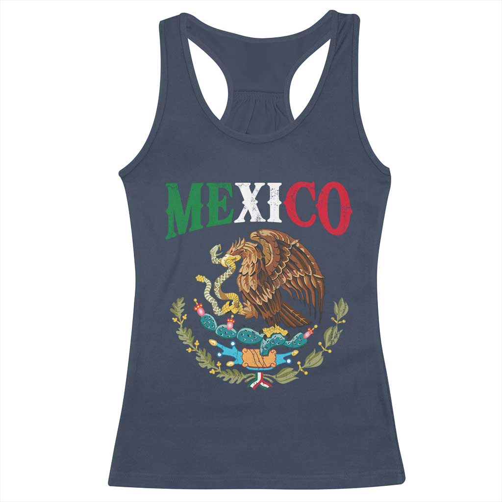 Mexican Coat Of Arms Mexico Vintage Flag Racerback Tank Top TS11 Navy Print Your Wear