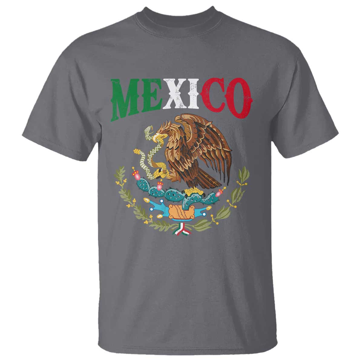 Mexican Coat Of Arms Mexico Vintage Flag T Shirt TS11 Charcoal Print Your Wear