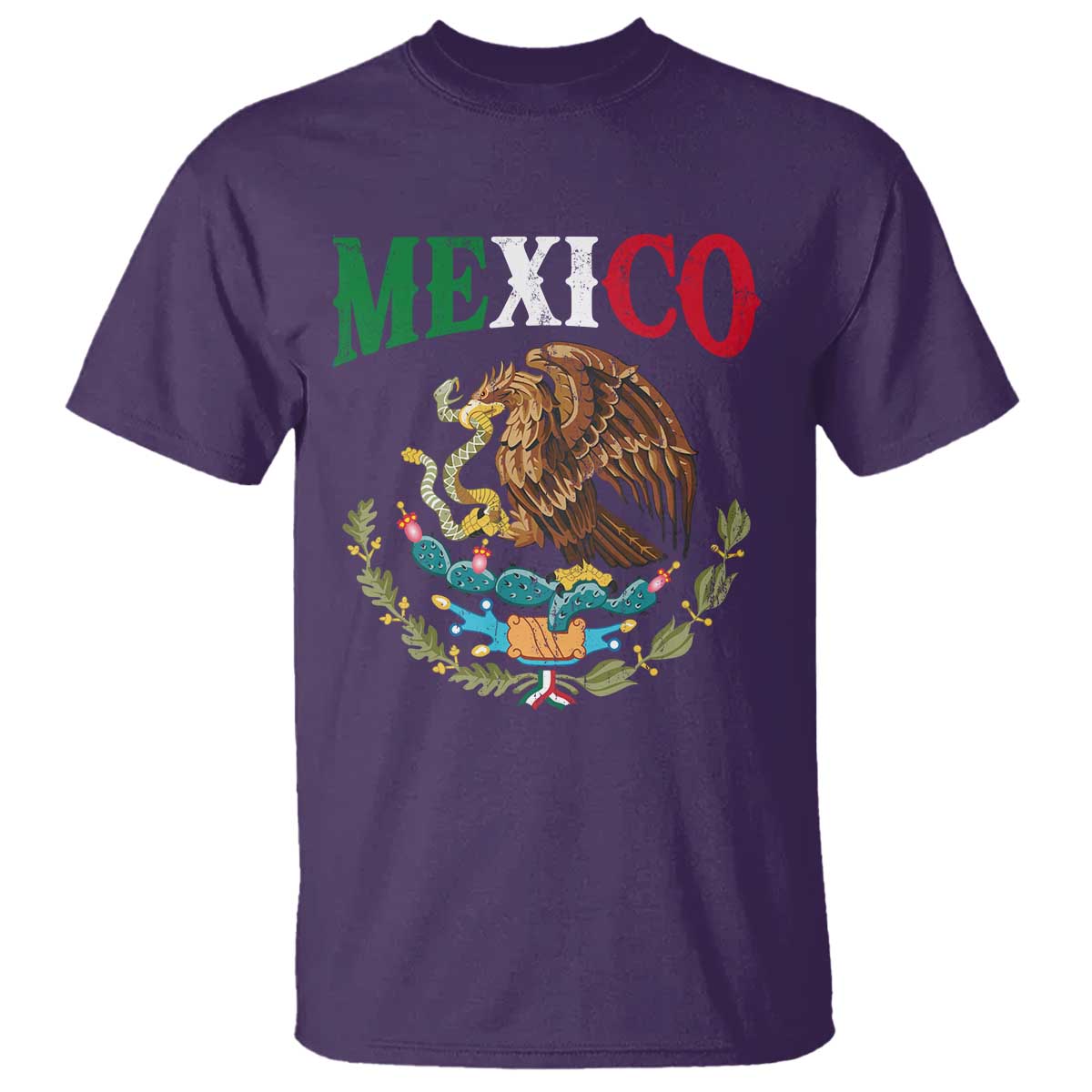 Mexican Coat Of Arms Mexico Vintage Flag T Shirt TS11 Purple Print Your Wear