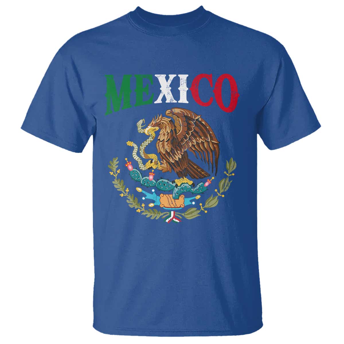 Mexican Coat Of Arms Mexico Vintage Flag T Shirt TS11 Royal Blue Print Your Wear