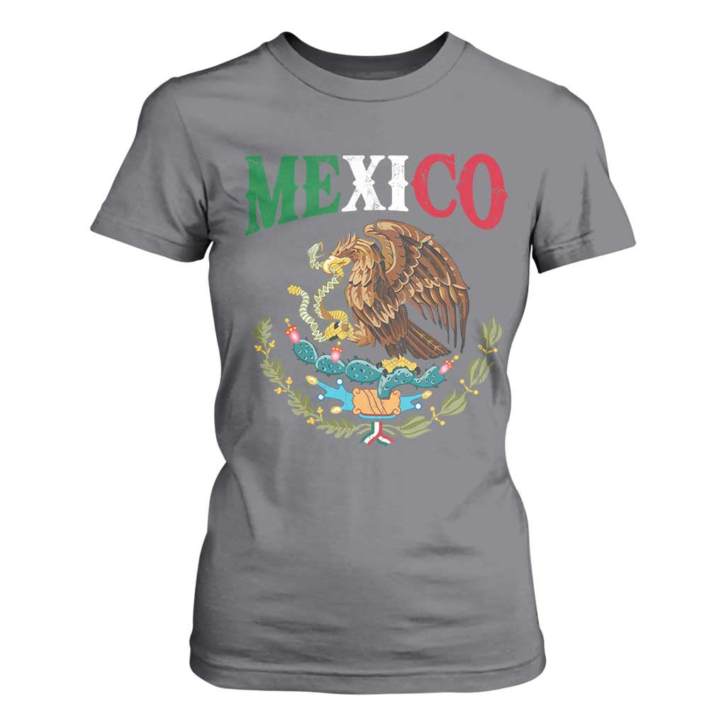 Mexican Coat Of Arms Mexico Vintage Flag T Shirt For Women TS11 Charcoal Print Your Wear
