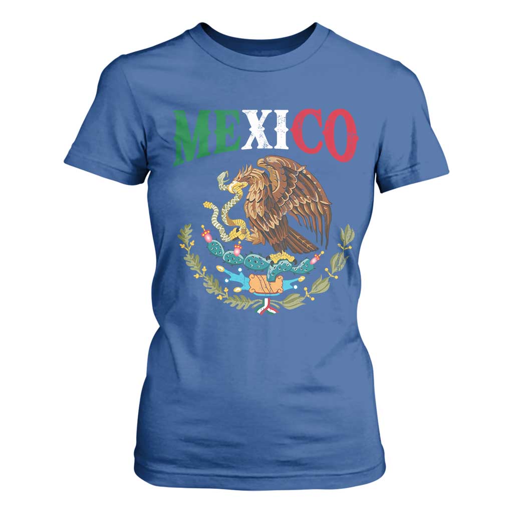 Mexican Coat Of Arms Mexico Vintage Flag T Shirt For Women TS11 Royal Blue Print Your Wear