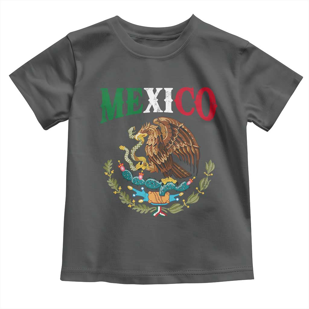 Mexican Coat Of Arms Mexico Vintage Flag Toddler T Shirt TS11 Dark Heather Print Your Wear