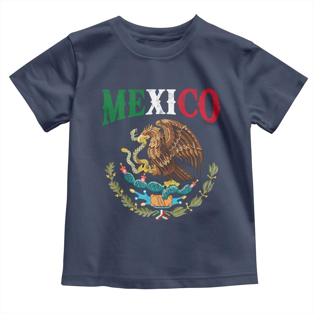 Mexican Coat Of Arms Mexico Vintage Flag Toddler T Shirt TS11 Navy Print Your Wear