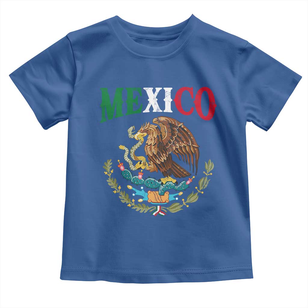 Mexican Coat Of Arms Mexico Vintage Flag Toddler T Shirt TS11 Royal Blue Print Your Wear