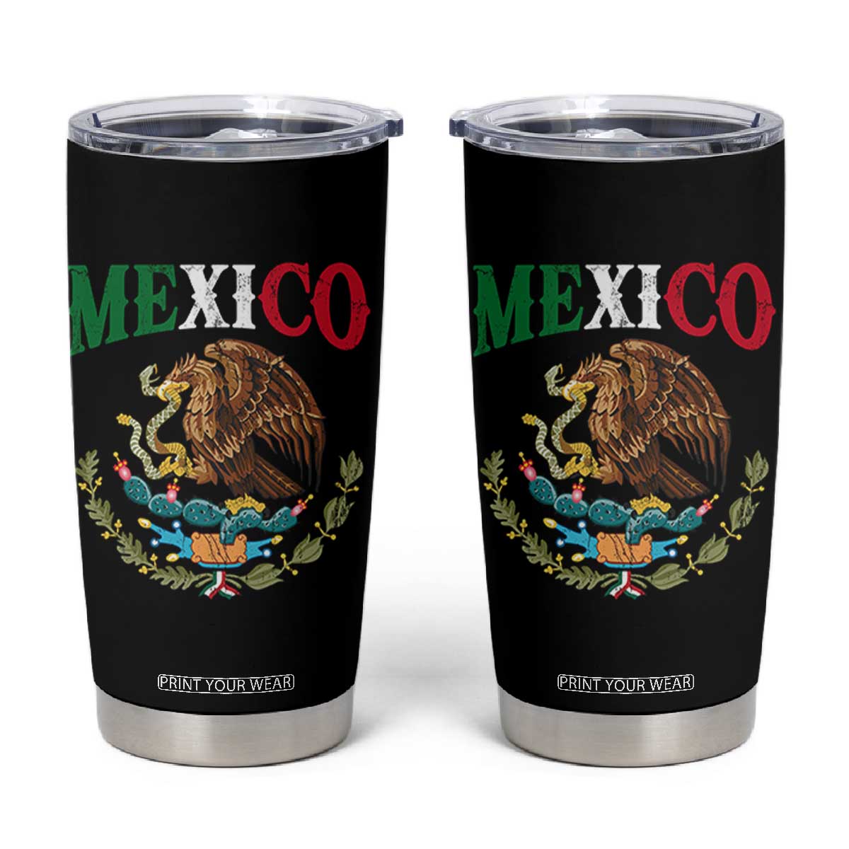 Mexican Coat Of Arms Mexico Vintage Flag Tumbler Cup TS11 Black Print Your Wear
