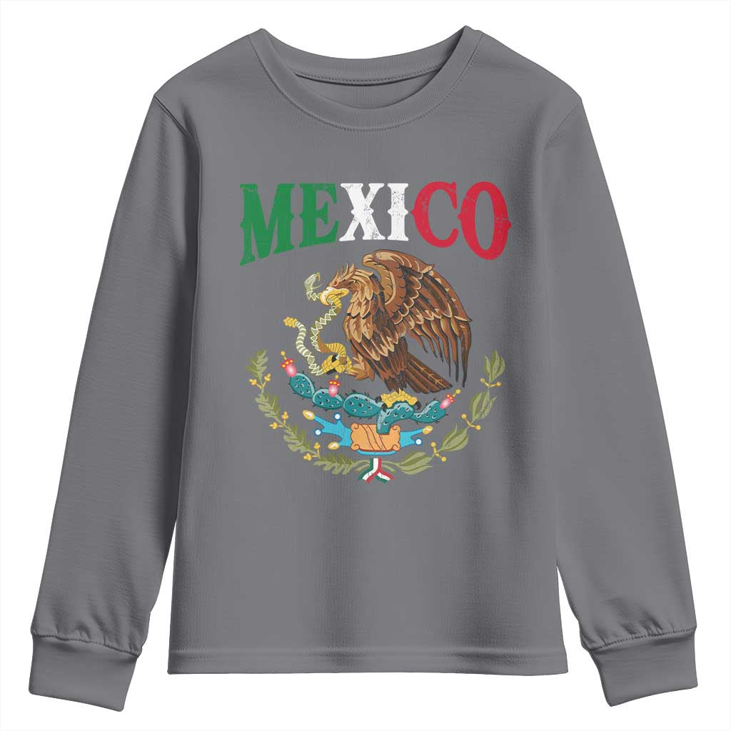 Mexican Coat Of Arms Mexico Vintage Flag Youth Sweatshirt TS11 Charcoal Print Your Wear