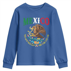 Mexican Coat Of Arms Mexico Vintage Flag Youth Sweatshirt TS11 Royal Blue Print Your Wear