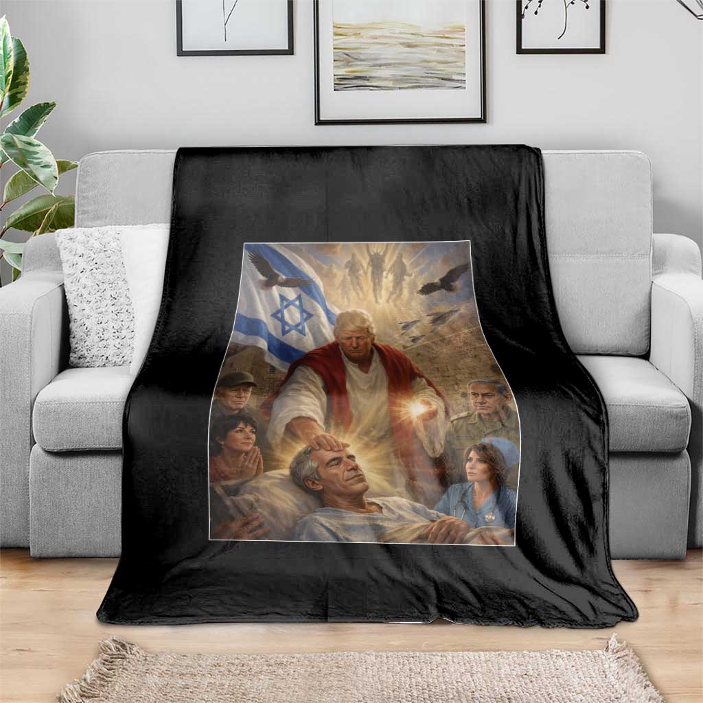 Trump as Jesus Throw Blanket Divine Leader Meme Healing Scene Israel Flag TS11 Print Your Wear