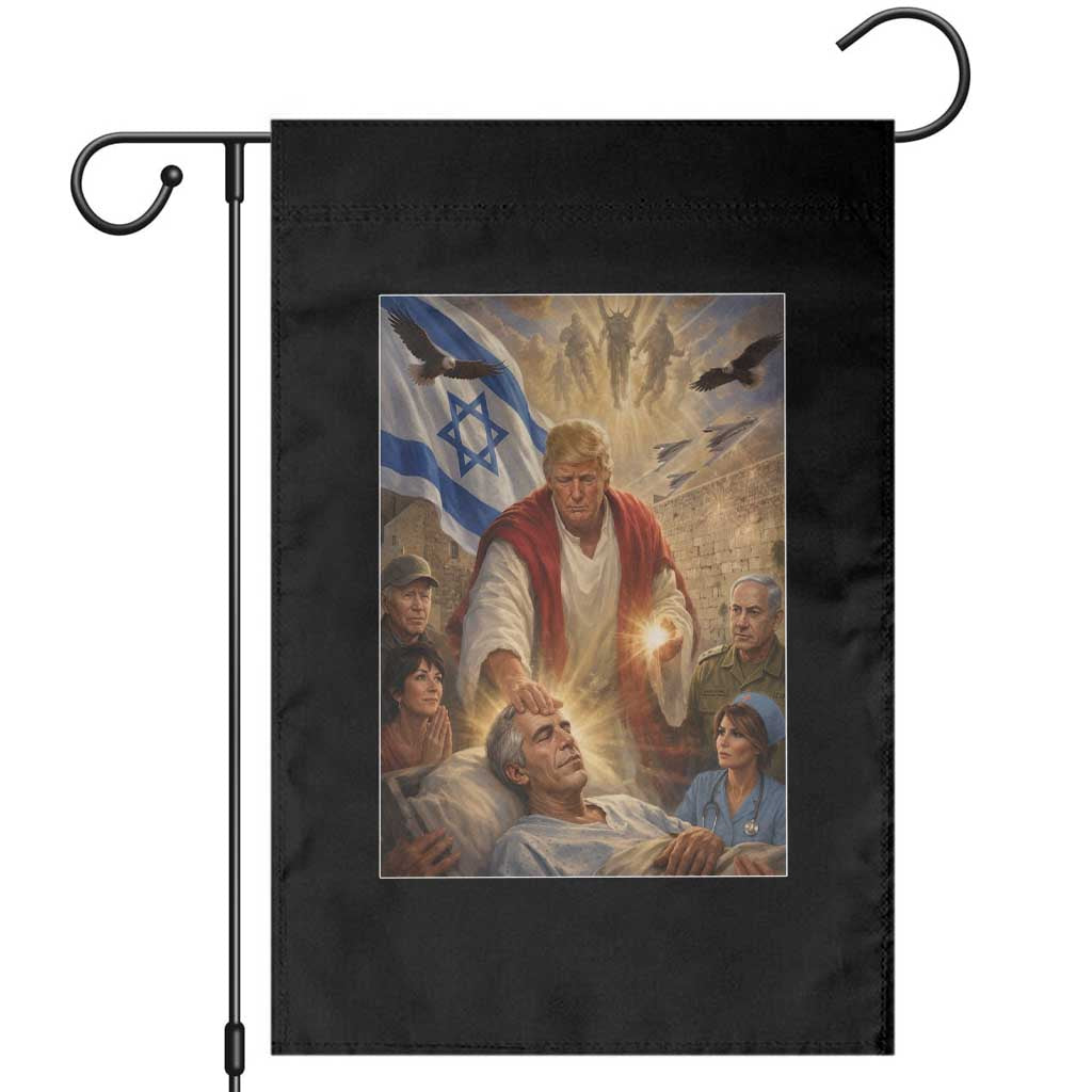 Trump as Jesus Garden Flag Divine Leader Meme Healing Scene Israel Flag TS11 Black Print Your Wear