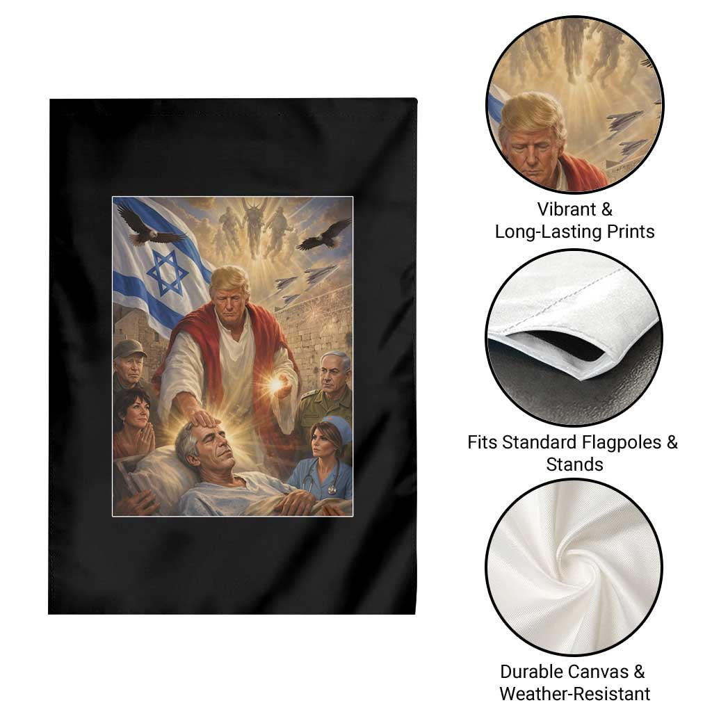 Trump as Jesus Garden Flag Divine Leader Meme Healing Scene Israel Flag TS11 Print Your Wear
