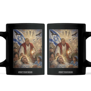 Trump as Jesus Coffee Mug Divine Leader Meme Healing Scene Israel Flag TS11 Black Print Your Wear