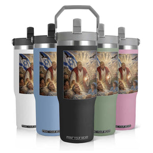 Trump as Jesus Flip Straw Tumbler Divine Leader Meme Healing Scene Israel Flag TS11 Print Your Wear