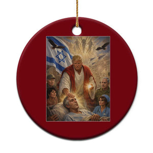 Trump as Jesus Ceramic Ornament Divine Leader Meme Healing Scene Israel Flag TS11 1pc Red Print Your Wear