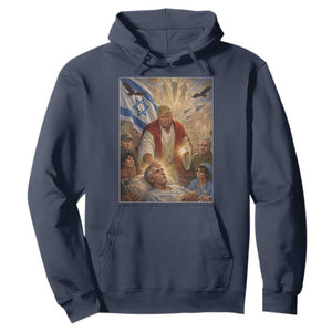 Trump as Jesus Hoodie Divine Leader Meme Healing Scene Israel Flag TS11 Navy Print Your Wear