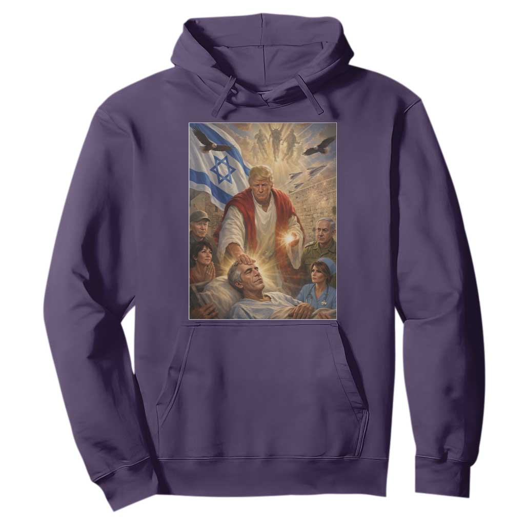 Trump as Jesus Hoodie Divine Leader Meme Healing Scene Israel Flag TS11 Purple Print Your Wear