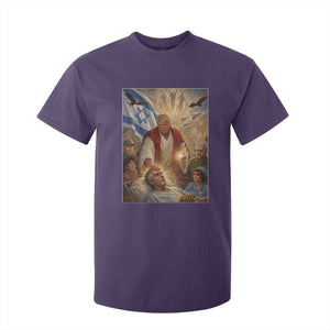 Trump as Jesus T Shirt For Kid Divine Leader Meme Healing Scene Israel Flag TS11 Purple Print Your Wear