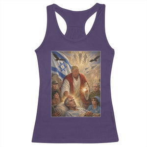 Trump as Jesus Racerback Tank Top Divine Leader Meme Healing Scene Israel Flag TS11 Purple Print Your Wear
