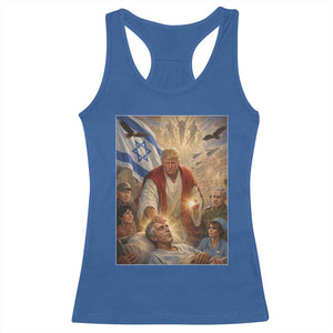 Trump as Jesus Racerback Tank Top Divine Leader Meme Healing Scene Israel Flag TS11 Royal Blue Print Your Wear