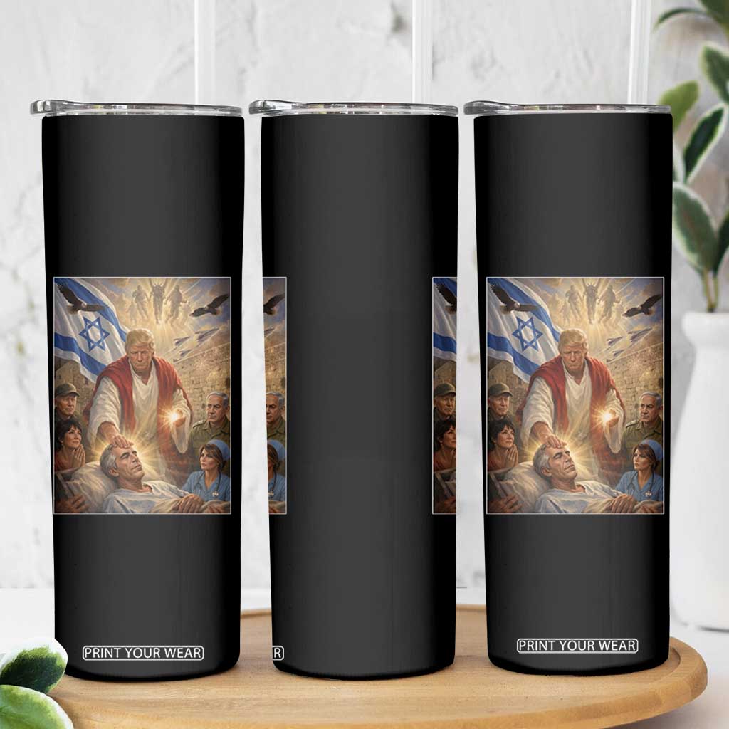 Trump as Jesus Skinny Tumbler Divine Leader Meme Healing Scene Israel Flag TS11 Print Your Wear