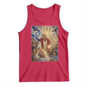 Trump as Jesus Tank Top Divine Leader Meme Healing Scene Israel Flag TS11 Red Print Your Wear