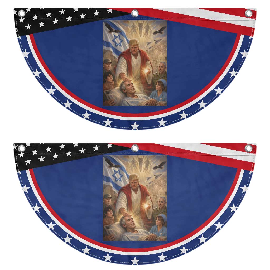 Trump as Jesus Patriotic Fan Flag Divine Leader Meme Healing Scene Israel Flag