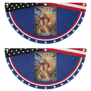 Trump as Jesus Patriotic Fan Flag Divine Leader Meme Healing Scene Israel Flag