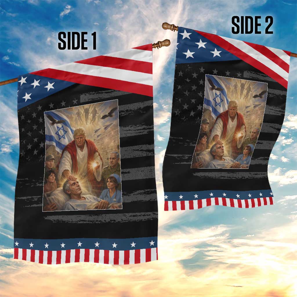 Trump as Jesus Garden Flag Divine Leader Meme Healing Scene Israel Flag TS11 Print Your Wear
