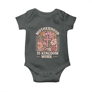 Christian Mom Baby Onesie Motherhood Is Kingdom Work Floral Mother's Day TS11 Dark Heather Print Your Wear